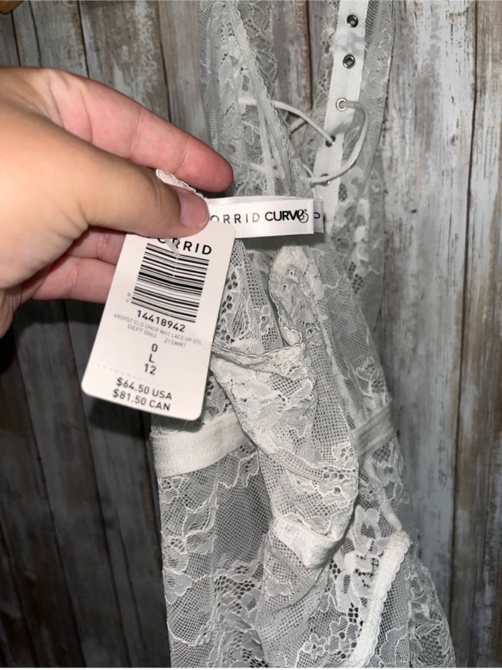 Torrid White Lace Halter Lace-Up Teddy Lingerie Bodysuit 0 L NWT - Picture 6 of 6
